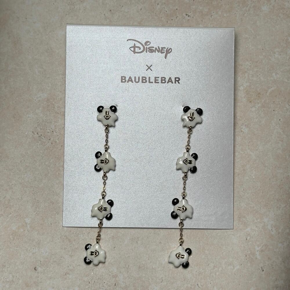 Disney X Baublebar Floating Mickey Mouse Ghost Drop Earrings Halloween NEW